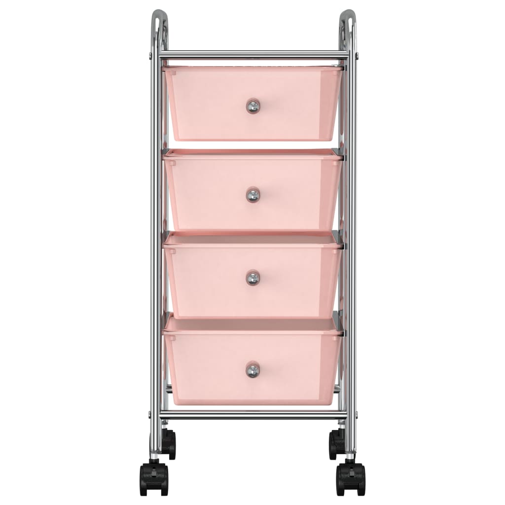 Opbergtrolley met 4 lades mobiel kunststof roze is nu te koop bij PeponiXL, paradijselijk wonen!