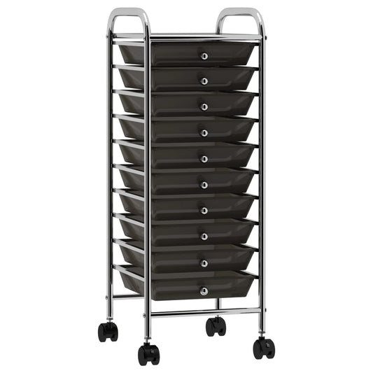 Opbergtrolley met 10 lades mobiel kunststof zwart is nu te koop bij PeponiXL, paradijselijk wonen!