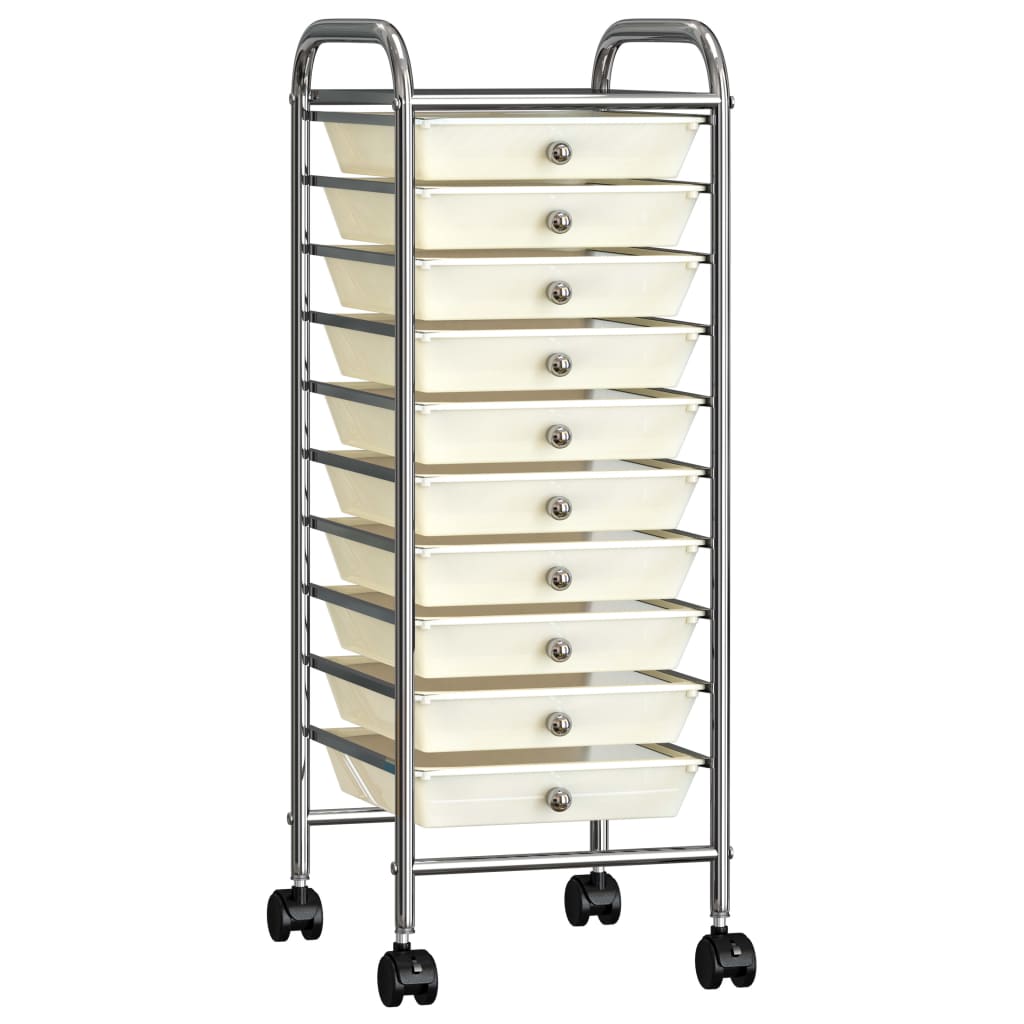 Opbergtrolley met 10 lades mobiel kunststof wit is nu te koop bij PeponiXL, paradijselijk wonen!