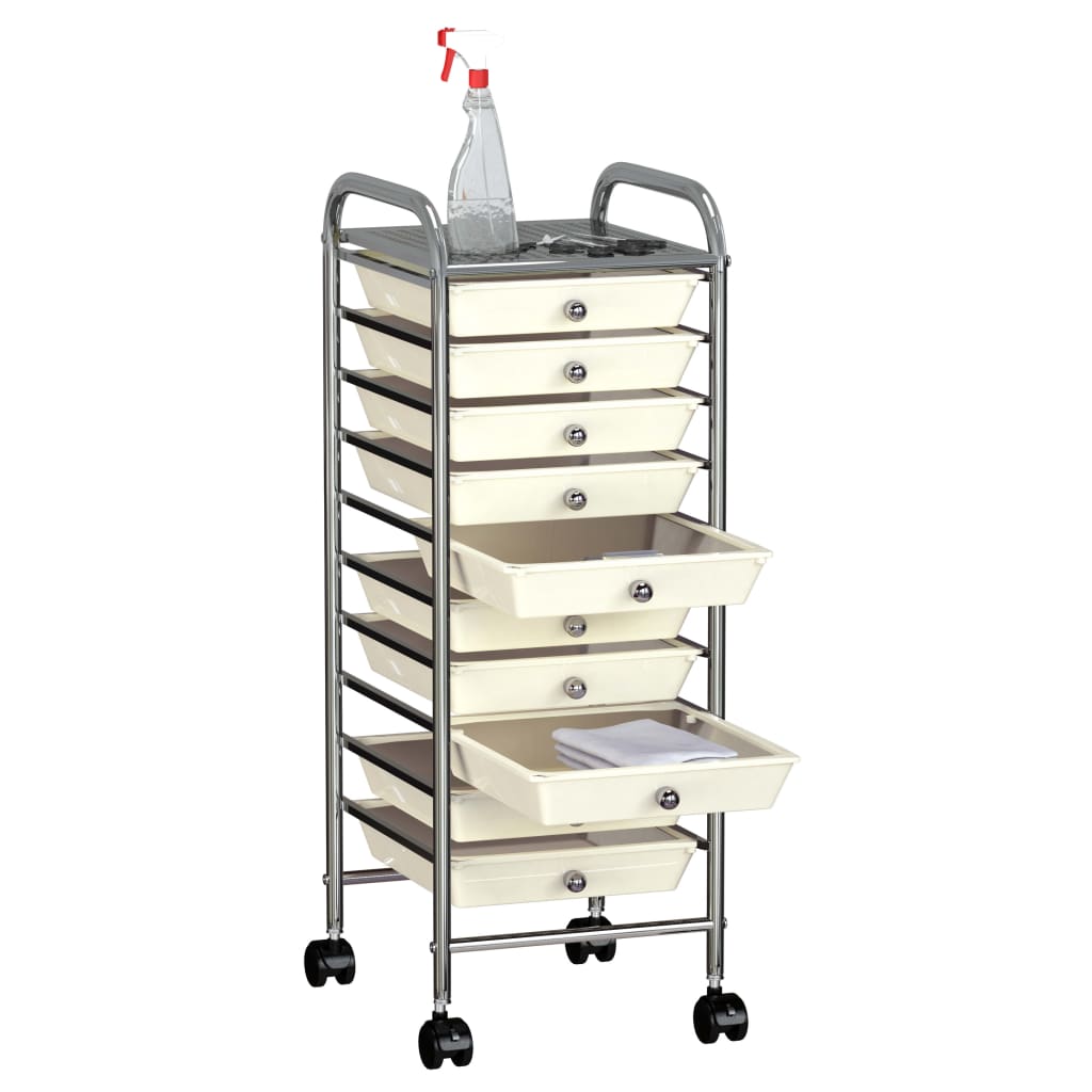 Opbergtrolley met 10 lades mobiel kunststof wit is nu te koop bij PeponiXL, paradijselijk wonen!