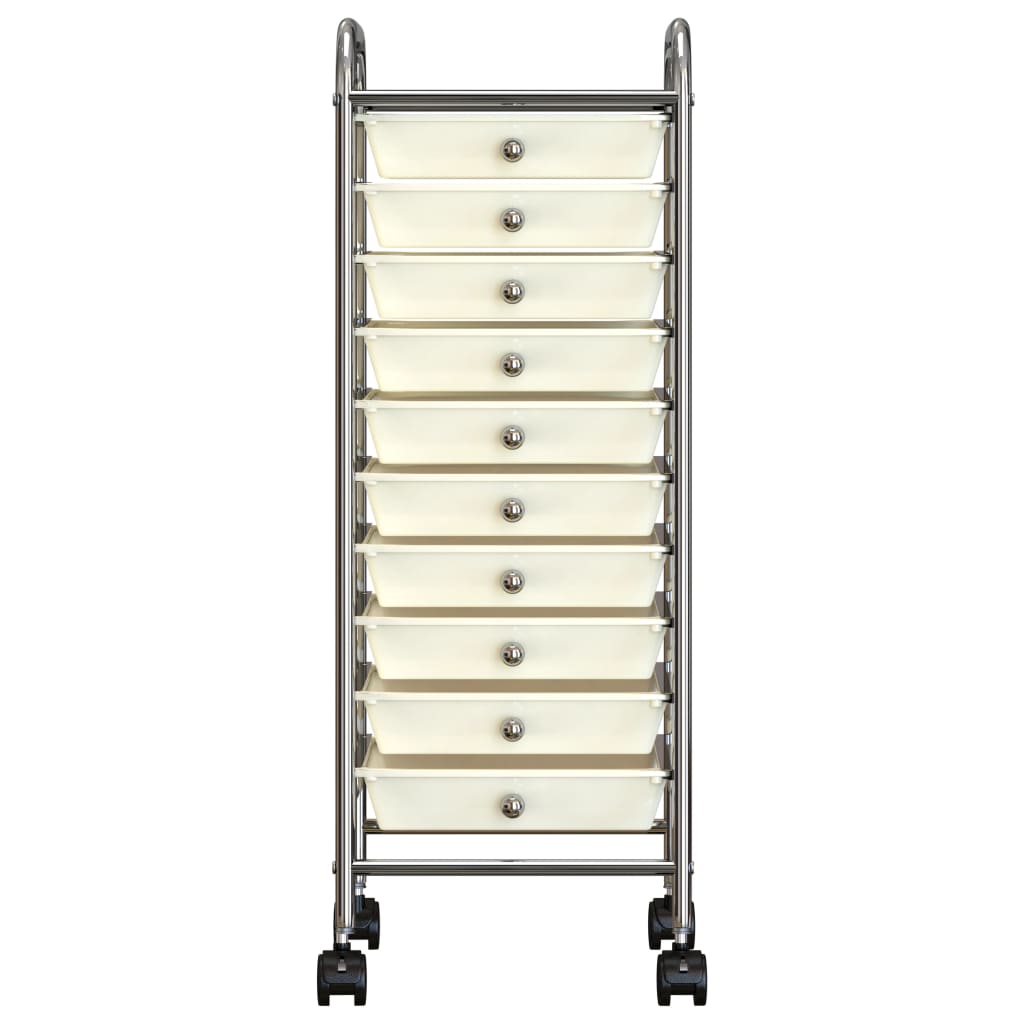 Opbergtrolley met 10 lades mobiel kunststof wit is nu te koop bij PeponiXL, paradijselijk wonen!