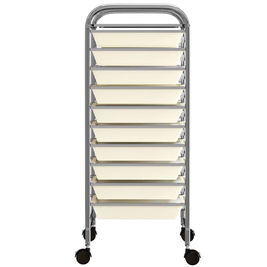Opbergtrolley met 10 lades mobiel kunststof wit is nu te koop bij PeponiXL, paradijselijk wonen!