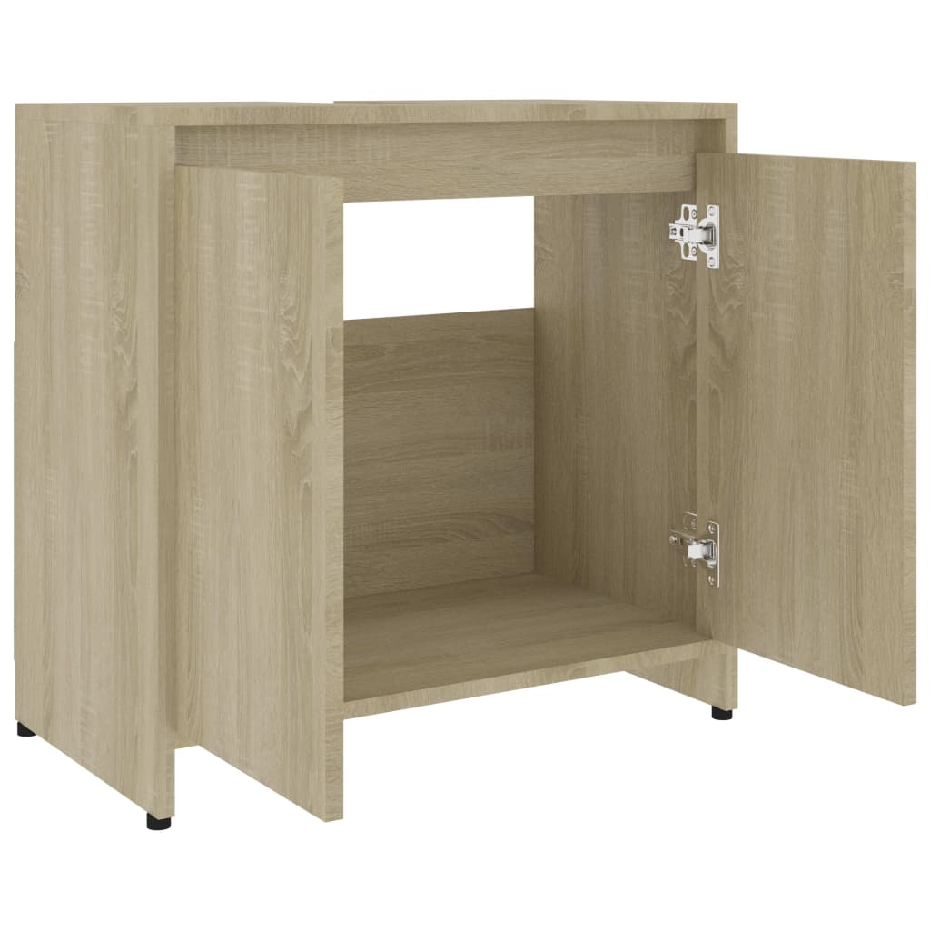 Badkamerkast 60x33x61 cm bewerkt hout sonoma eikenkleurig is nu te koop bij PeponiXL, paradijselijk wonen!