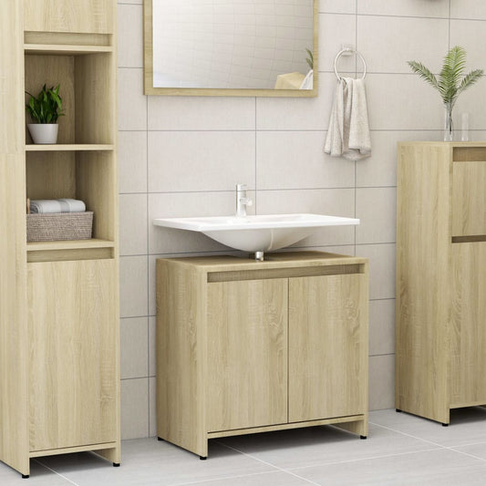 Badkamerkast 60x33x61 cm bewerkt hout sonoma eikenkleurig is nu te koop bij PeponiXL, paradijselijk wonen!