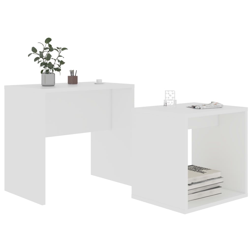 Salontafelset 48x30x45 cm bewerkt hout wit is nu te koop bij PeponiXL, paradijselijk wonen!