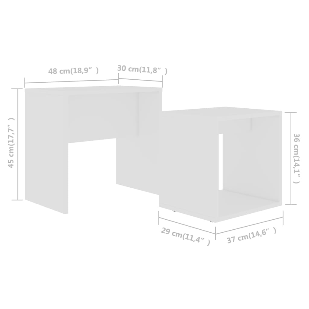 Salontafelset 48x30x45 cm bewerkt hout wit is nu te koop bij PeponiXL, paradijselijk wonen!