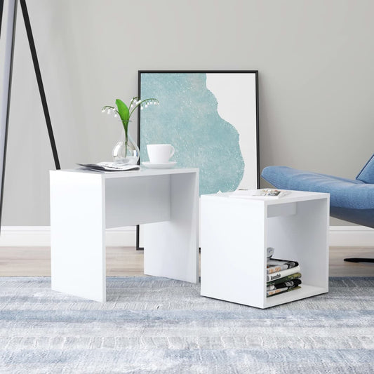 Salontafelset 48x30x45 cm bewerkt hout wit is nu te koop bij PeponiXL, paradijselijk wonen!