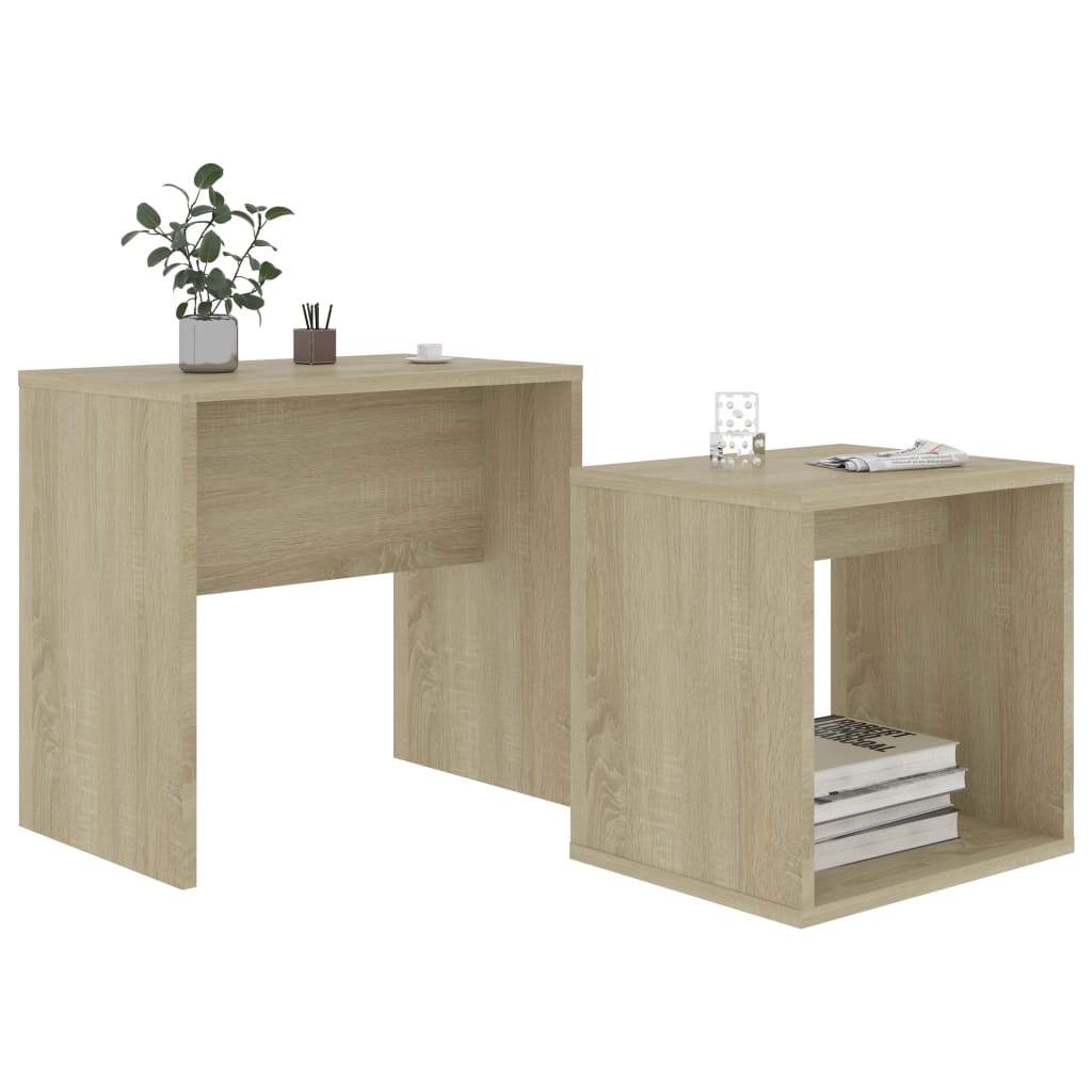 Salontafelset 48x30x45 cm bewerkt hout sonoma eikenkleurig is nu te koop bij PeponiXL, paradijselijk wonen!