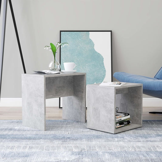Salontafelset 48x30x45 cm bewerkt hout betongrijs is nu te koop bij PeponiXL, paradijselijk wonen!