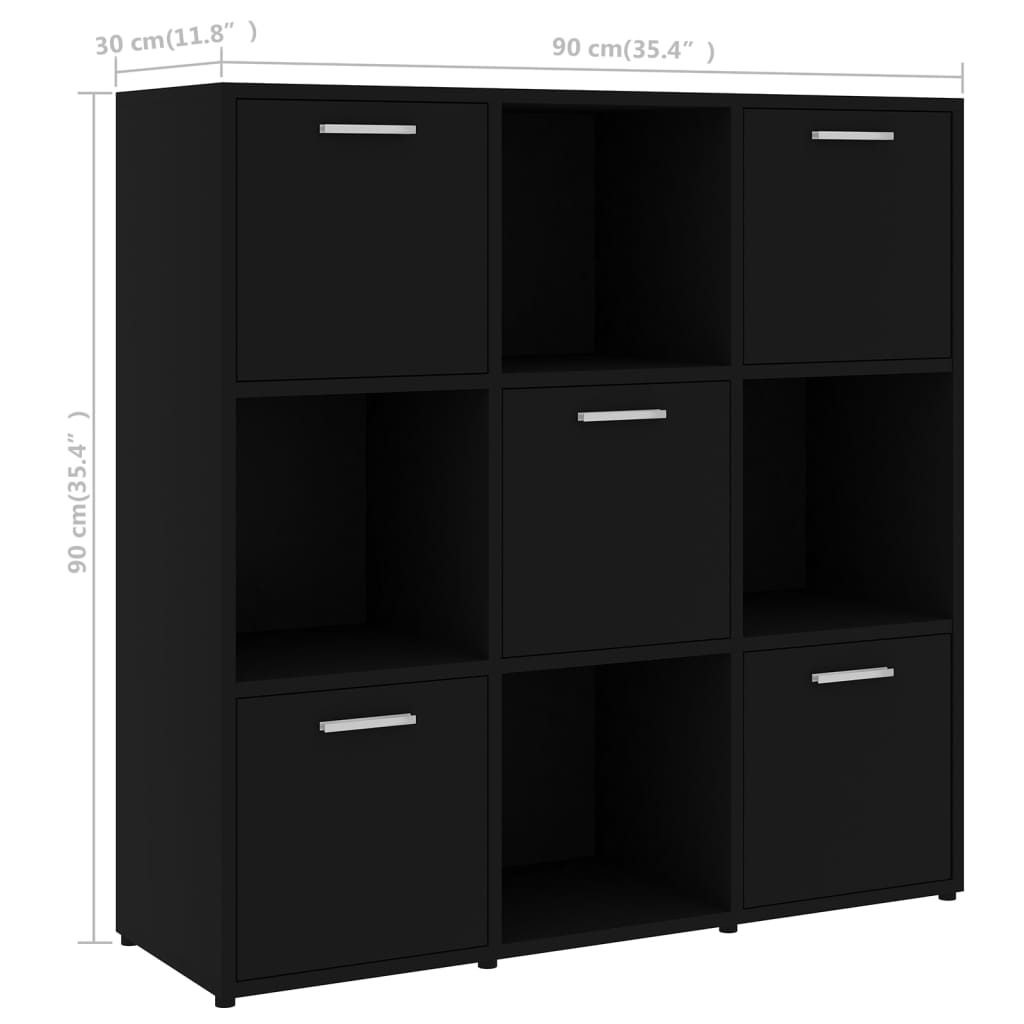 Boekenkast 90x30x90 cm bewerkt hout zwart is nu te koop bij PeponiXL, paradijselijk wonen!