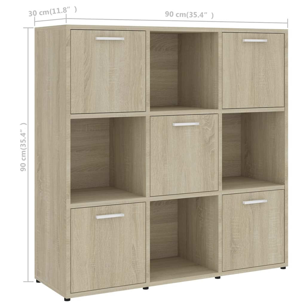 Boekenkast 90x30x90 cm bewerkt hout sonoma eikenkleurig is nu te koop bij PeponiXL, paradijselijk wonen!