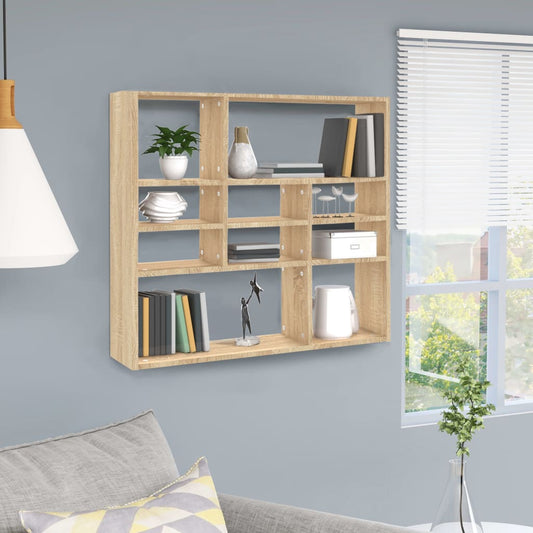 Wandschap 90x16x78 cm bewerkt hout sonoma eikenkleurig is nu te koop bij PeponiXL, paradijselijk wonen!
