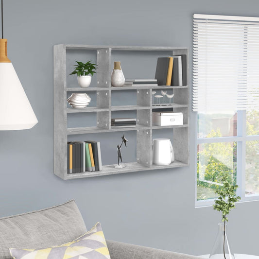 Wandschap 90x16x78 cm bewerkt hout betongrijs is nu te koop bij PeponiXL, paradijselijk wonen!