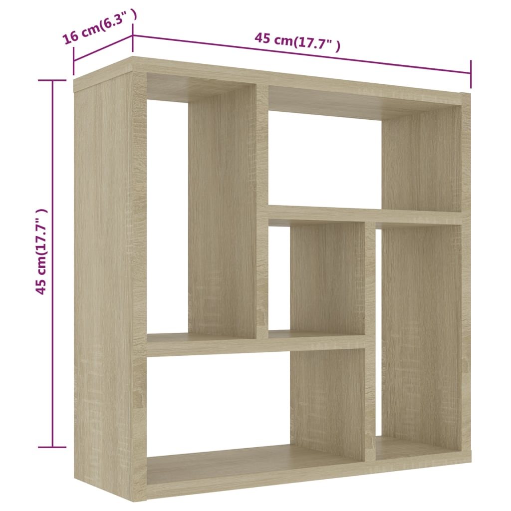 Wandschap 45,1x16x45,1 cm bewerkt hout sonoma eikenkleurig is nu te koop bij PeponiXL, paradijselijk wonen!
