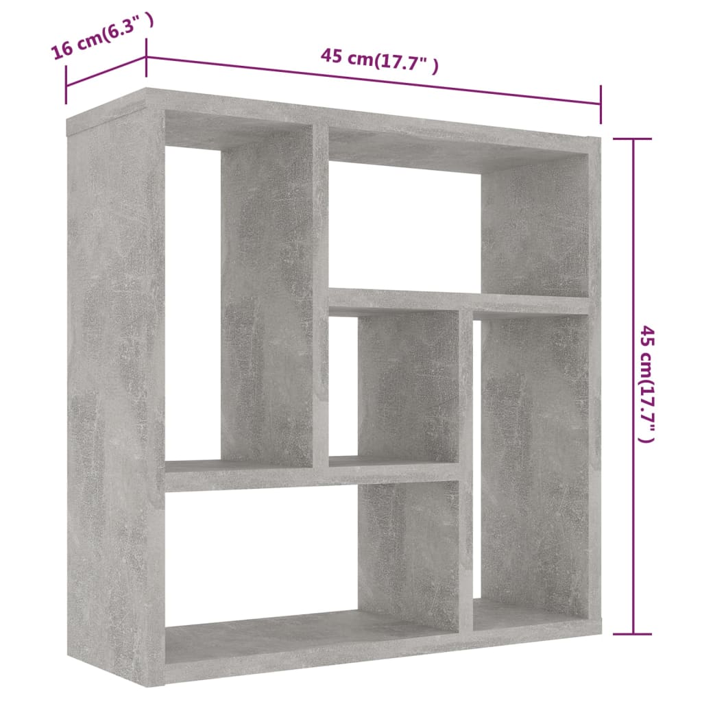 Wandschap 45,1x16x45,1 cm bewerkt hout betongrijs is nu te koop bij PeponiXL, paradijselijk wonen!