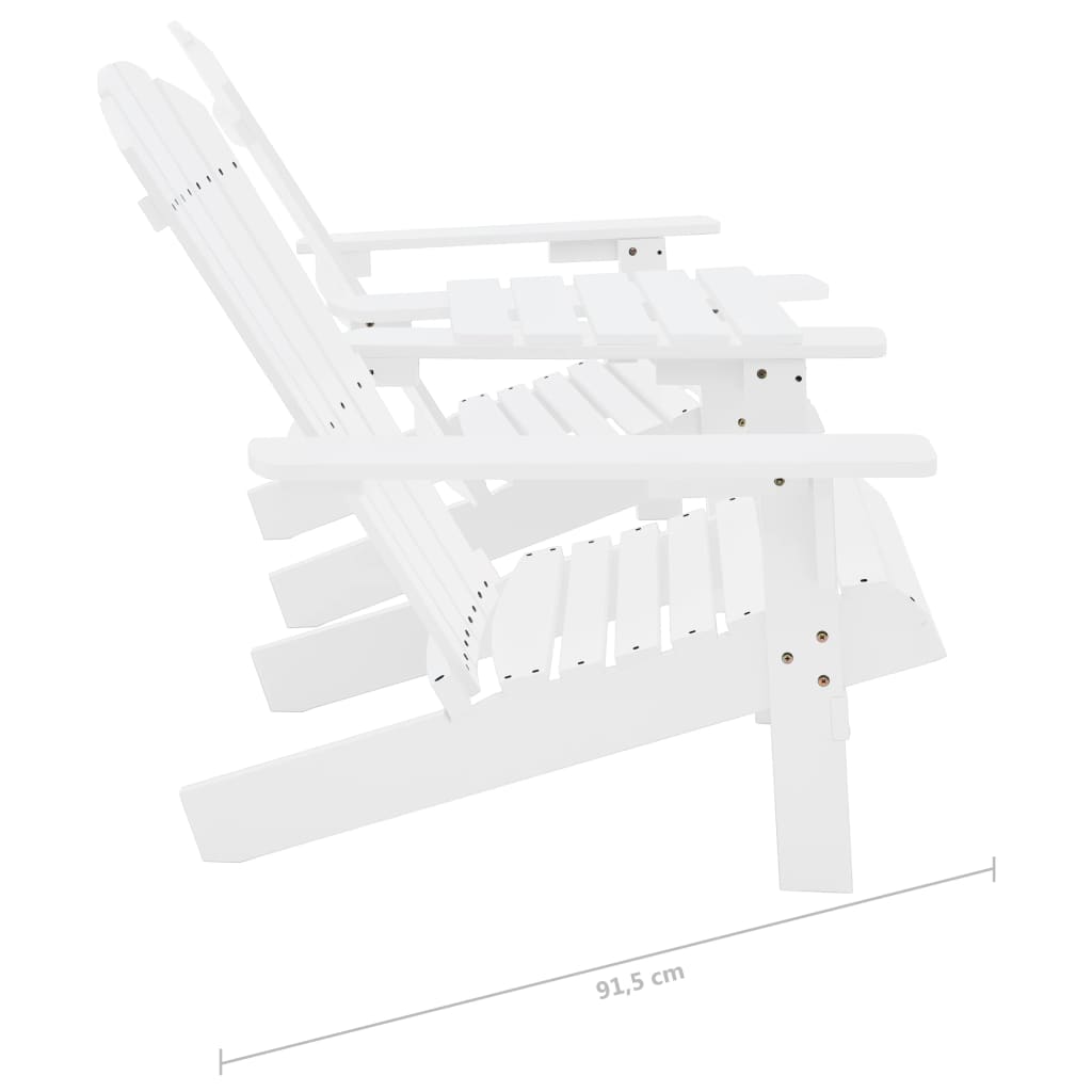 Tuinstoelen Adirondack met tafeltje massief vurenhout wit is nu te koop bij PeponiXL, paradijselijk wonen!
