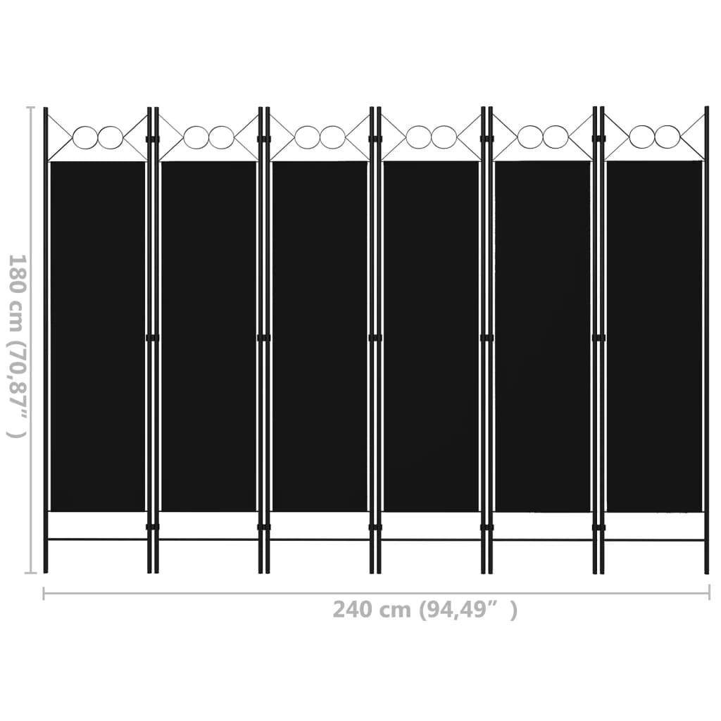 Kamerscherm met 6 panelen 240x180 cm zwart is nu te koop bij PeponiXL, paradijselijk wonen!