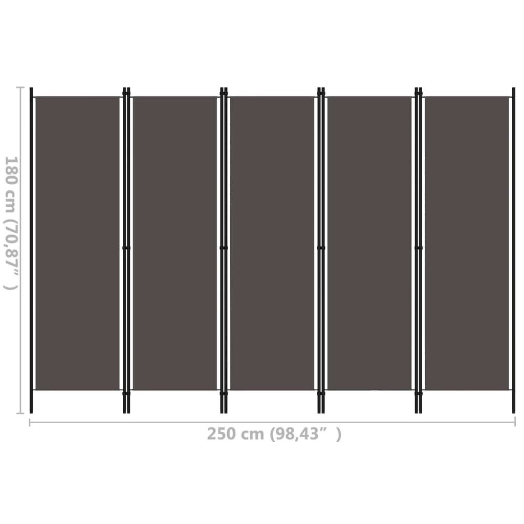 Kamerscherm met 5 panelen 250x180 cm antraciet is nu te koop bij PeponiXL, paradijselijk wonen!