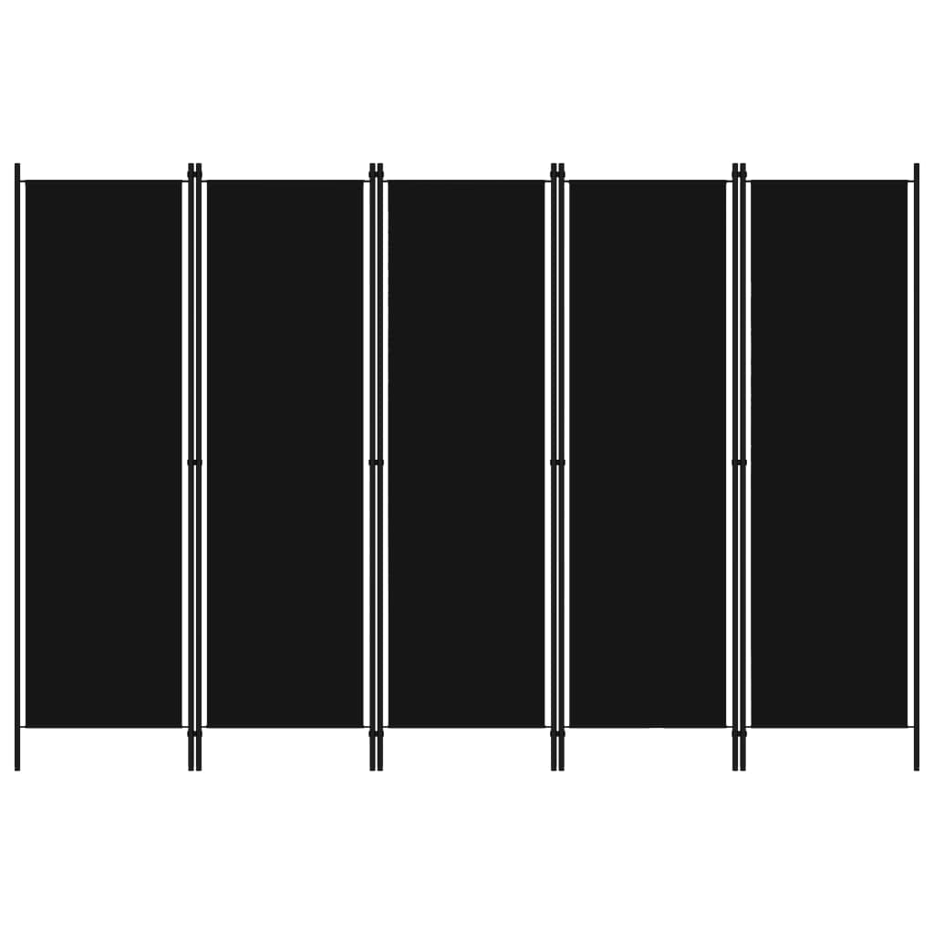 Kamerscherm met 5 panelen 250x180 cm zwart is nu te koop bij PeponiXL, paradijselijk wonen!