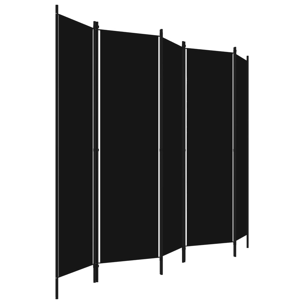 Kamerscherm met 5 panelen 250x180 cm zwart is nu te koop bij PeponiXL, paradijselijk wonen!