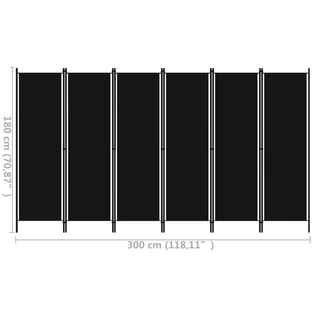 Kamerscherm met 6 panelen 300x180 cm zwart is nu te koop bij PeponiXL, paradijselijk wonen!