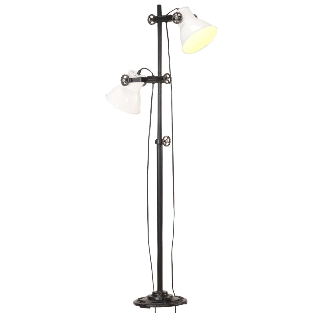 Vloerlamp met 2 lampenkappen E27 gietijzer wit is nu te koop bij PeponiXL, paradijselijk wonen!