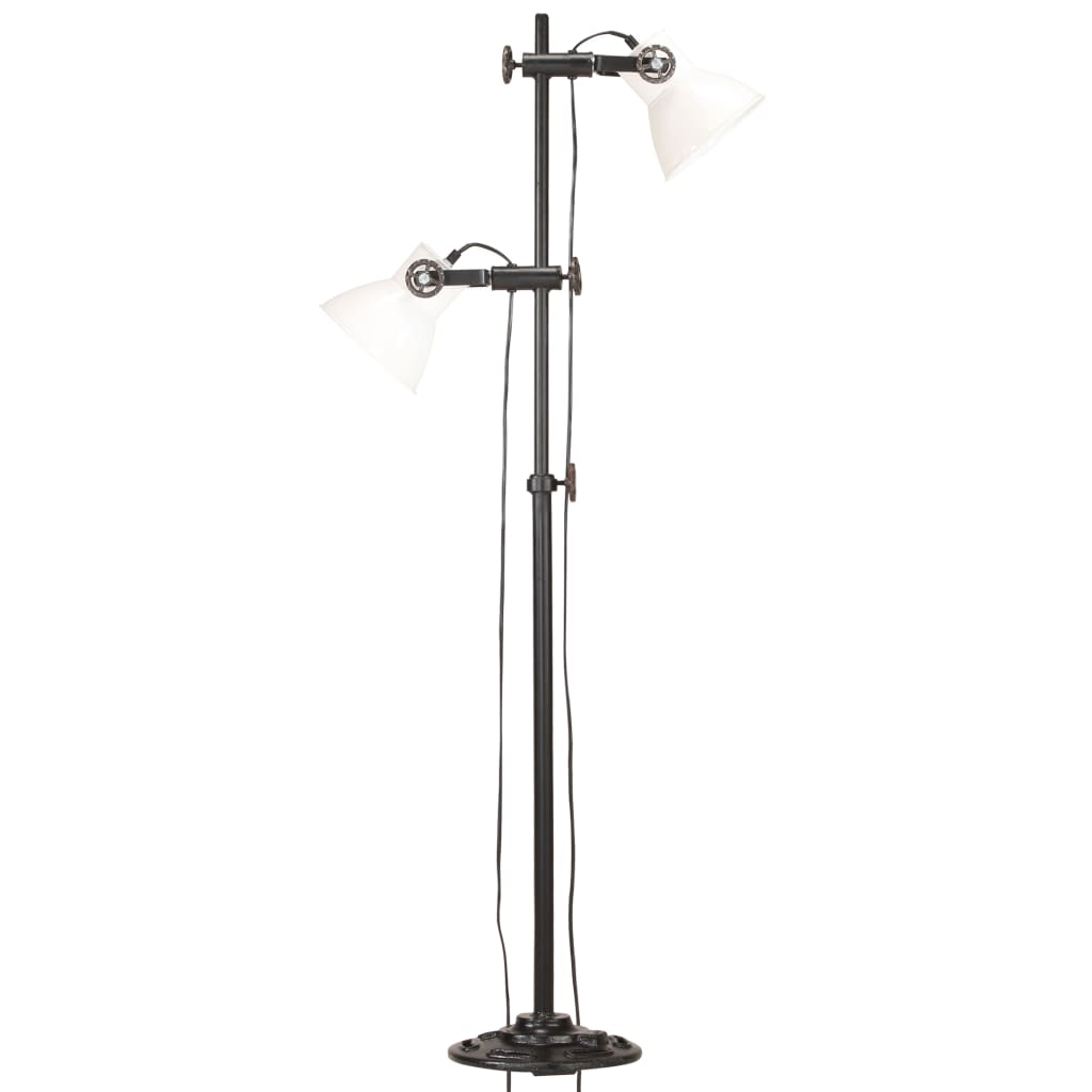 Vloerlamp met 2 lampenkappen E27 gietijzer wit is nu te koop bij PeponiXL, paradijselijk wonen!