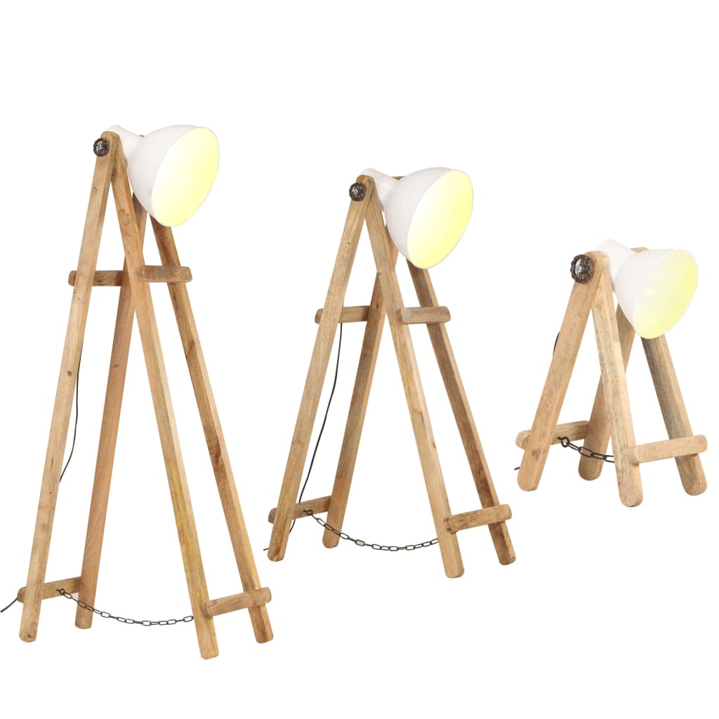 Vloerlampen 3 st E27 massief mangohout wit is nu te koop bij PeponiXL, paradijselijk wonen!