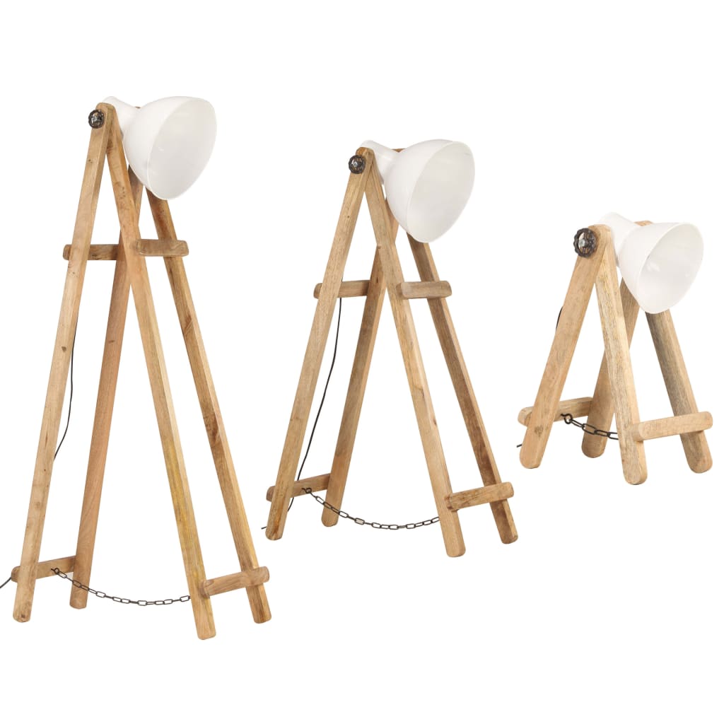 Vloerlampen 3 st E27 massief mangohout wit is nu te koop bij PeponiXL, paradijselijk wonen!