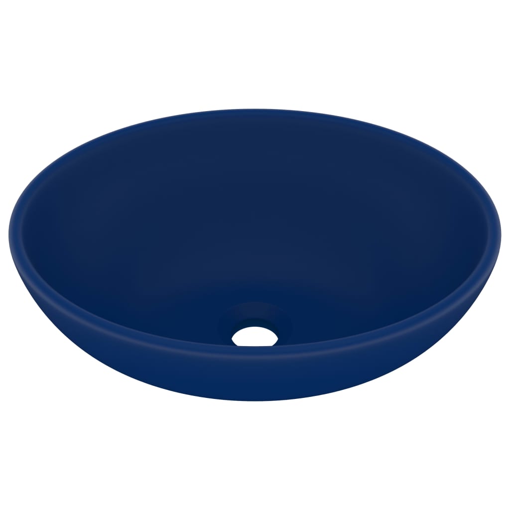 Wastafel ovaal 40x33 cm keramiek mat donkerblauw is nu te koop bij PeponiXL, paradijselijk wonen!