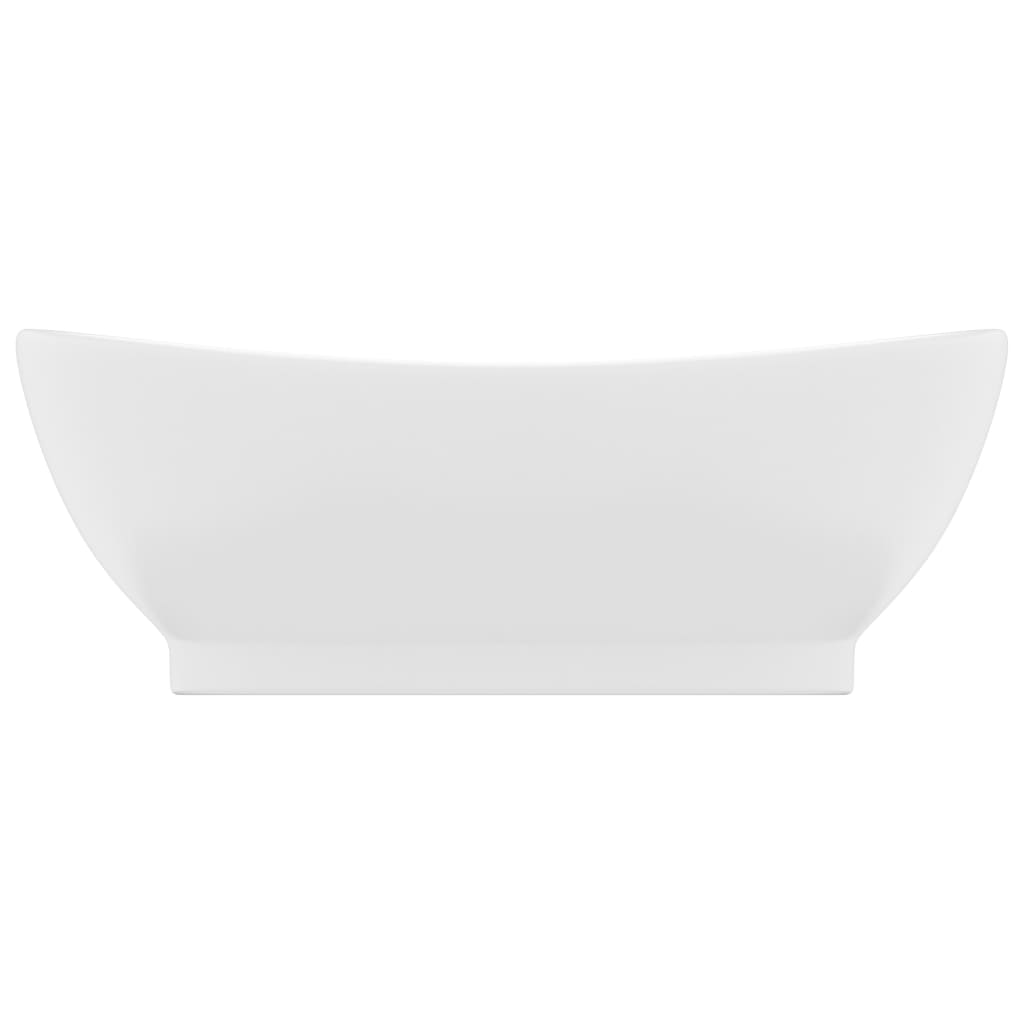 Wastafel met overloop ovaal 58,5x39 cm keramiek matwit is nu te koop bij PeponiXL, paradijselijk wonen!