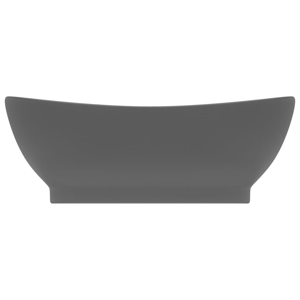 Wastafel met overloop ovaal 58,5x39 cm keramiek mat donkergrijs is nu te koop bij PeponiXL, paradijselijk wonen!