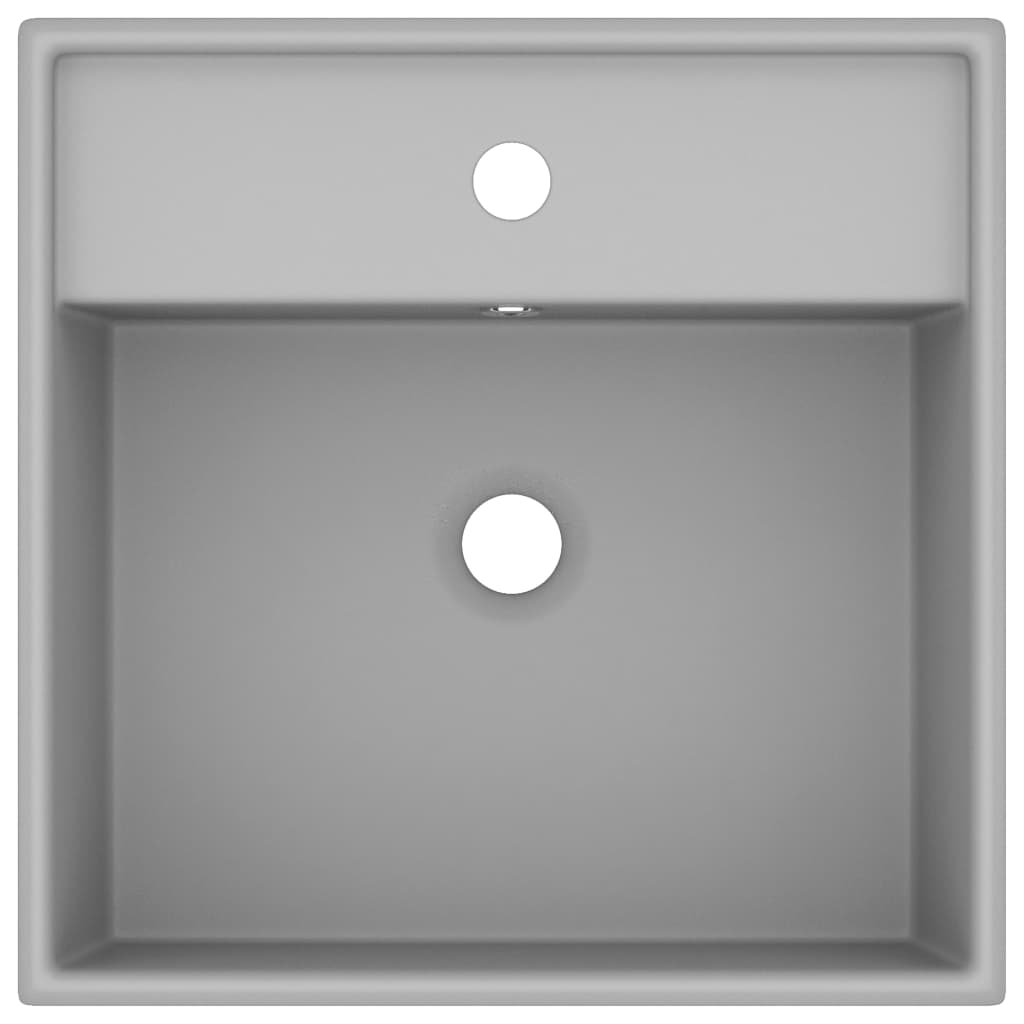 Wastafel met overloop vierkant 41x41 cm keramiek mat lichtgrijs is nu te koop bij PeponiXL, paradijselijk wonen!