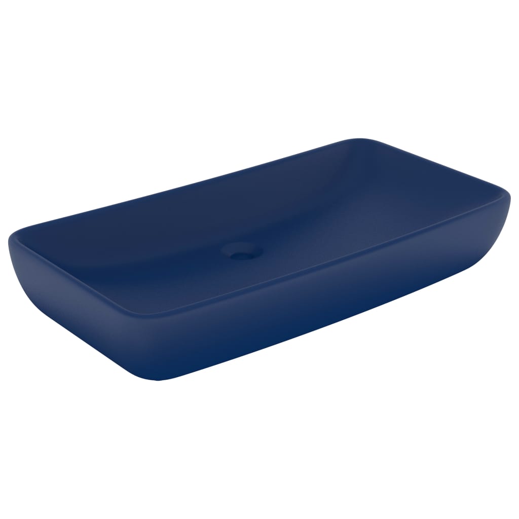 Wastafel rechthoekig 71x38 cm keramiek mat donkerblauw is nu te koop bij PeponiXL, paradijselijk wonen!