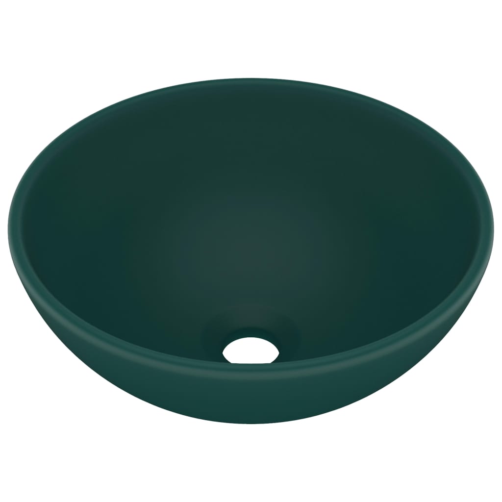 Wastafel rond 32,5x14 cm keramiek mat donkergroen is nu te koop bij PeponiXL, paradijselijk wonen!