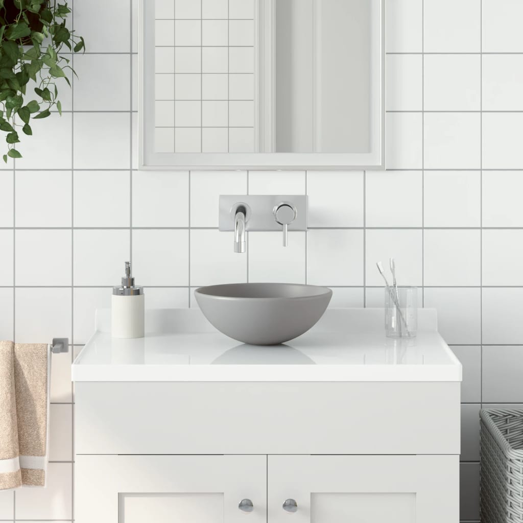 Wastafel rond keramiek lichtgrijs is nu te koop bij PeponiXL, paradijselijk wonen!