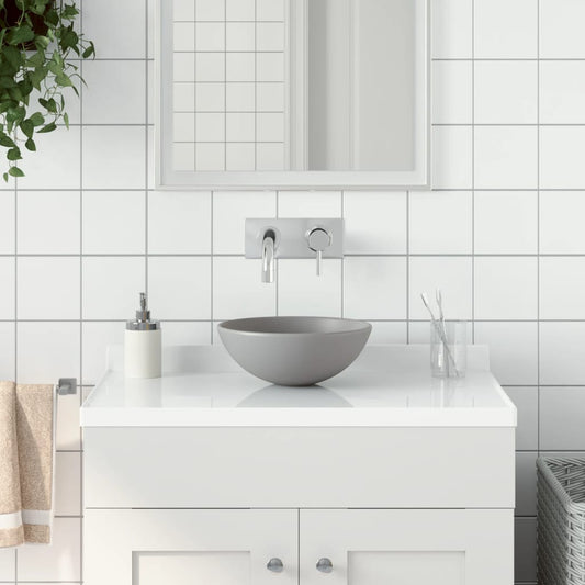 Wastafel rond keramiek lichtgrijs is nu te koop bij PeponiXL, paradijselijk wonen!