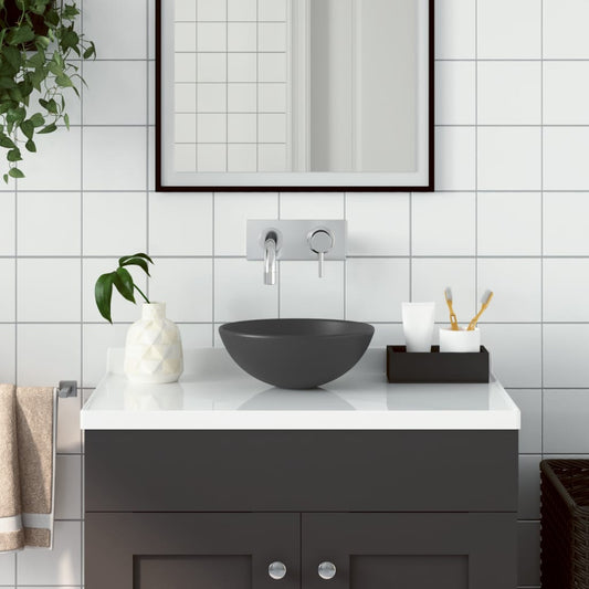 Wastafel rond keramiek donkergrijs is nu te koop bij PeponiXL, paradijselijk wonen!