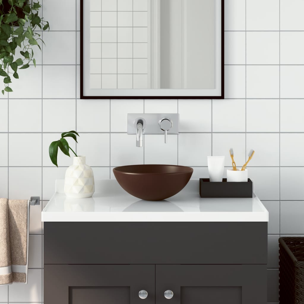 Wastafel rond keramiek donkerbruin is nu te koop bij PeponiXL, paradijselijk wonen!