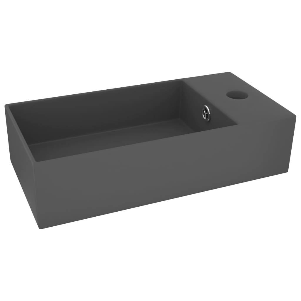 Wastafel met overloop keramiek donkergrijs is nu te koop bij PeponiXL, paradijselijk wonen!