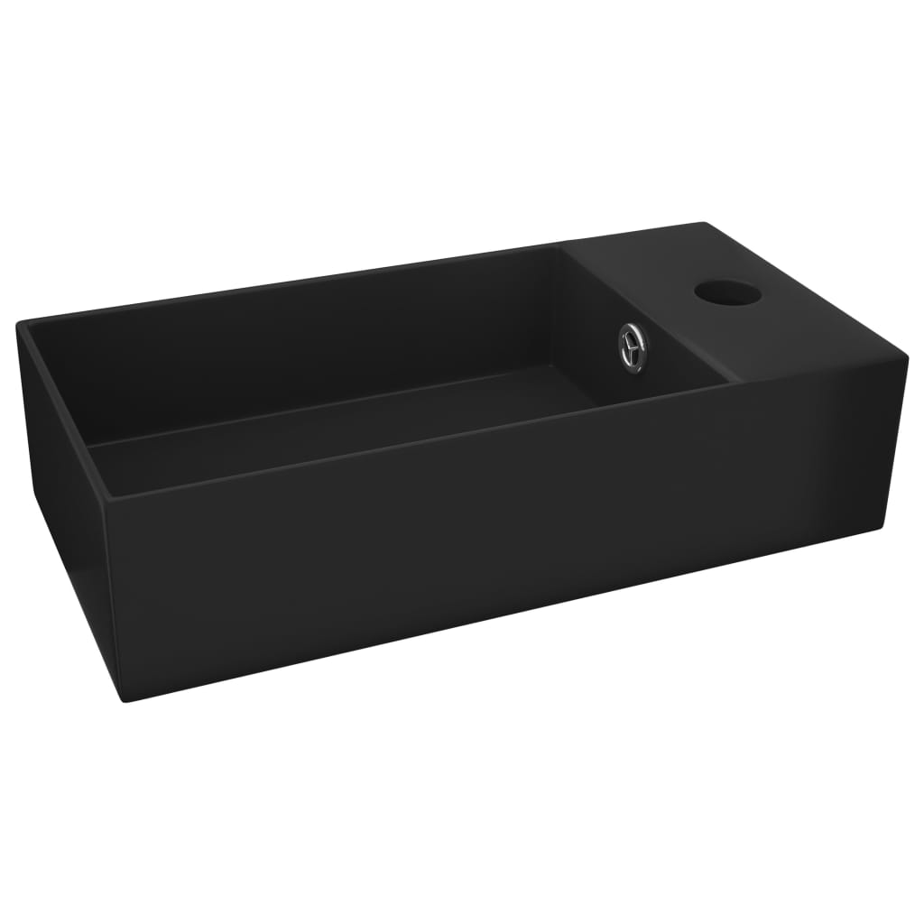 Wastafel met overloop keramiek matzwart is nu te koop bij PeponiXL, paradijselijk wonen!