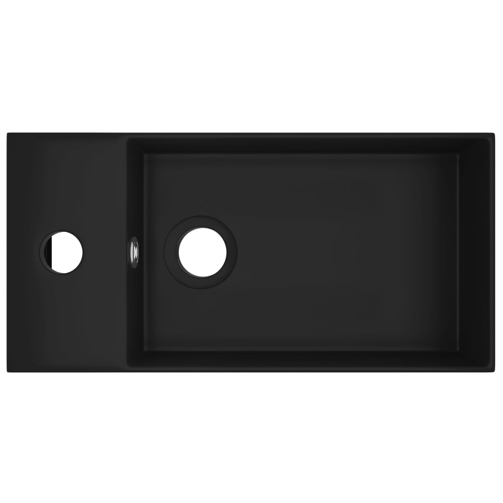 Wastafel met overloop keramiek matzwart is nu te koop bij PeponiXL, paradijselijk wonen!