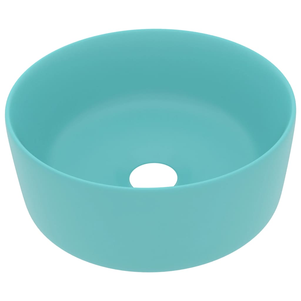 Wastafel rond 40x15 cm keramiek mat lichtgroen is nu te koop bij PeponiXL, paradijselijk wonen!