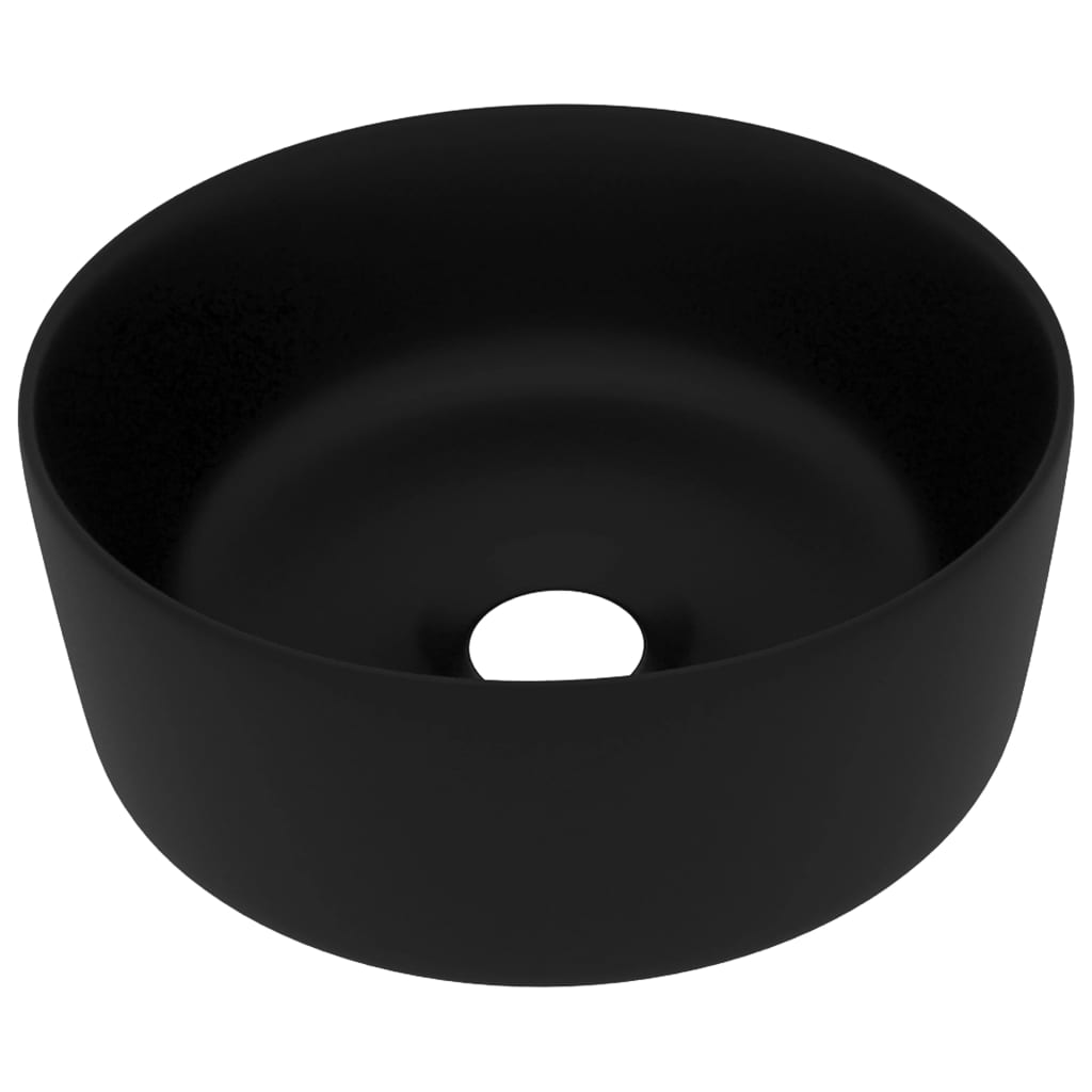 Wastafel rond 40x15 cm keramiek matzwart is nu te koop bij PeponiXL, paradijselijk wonen!