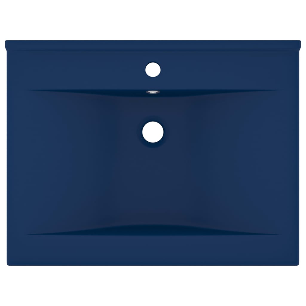 Wastafel met kraangat 60x46 cm keramiek mat donkerblauw is nu te koop bij PeponiXL, paradijselijk wonen!