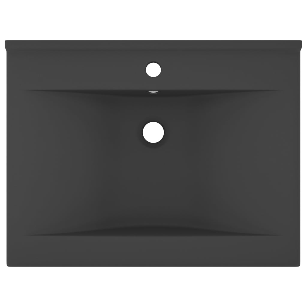 Wastafel met kraangat 60x46 cm keramiek mat donkergrijs is nu te koop bij PeponiXL, paradijselijk wonen!