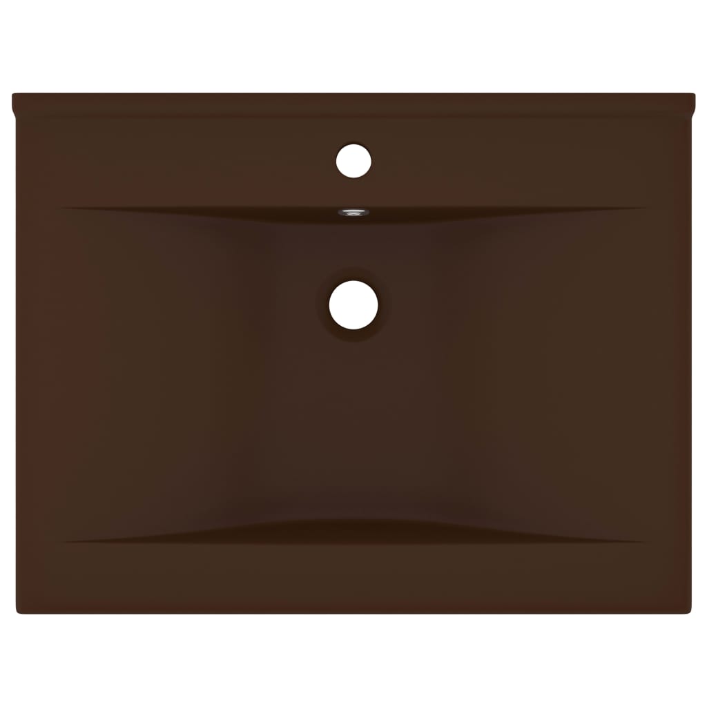 Wastafel met kraangat 60x46 cm keramiek mat donkerbruin is nu te koop bij PeponiXL, paradijselijk wonen!