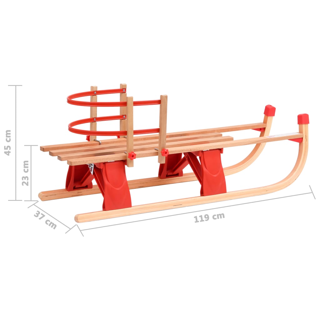 Sneeuwslee met rugleuning inklapbaar 119 cm hout is nu te koop bij PeponiXL, paradijselijk wonen!