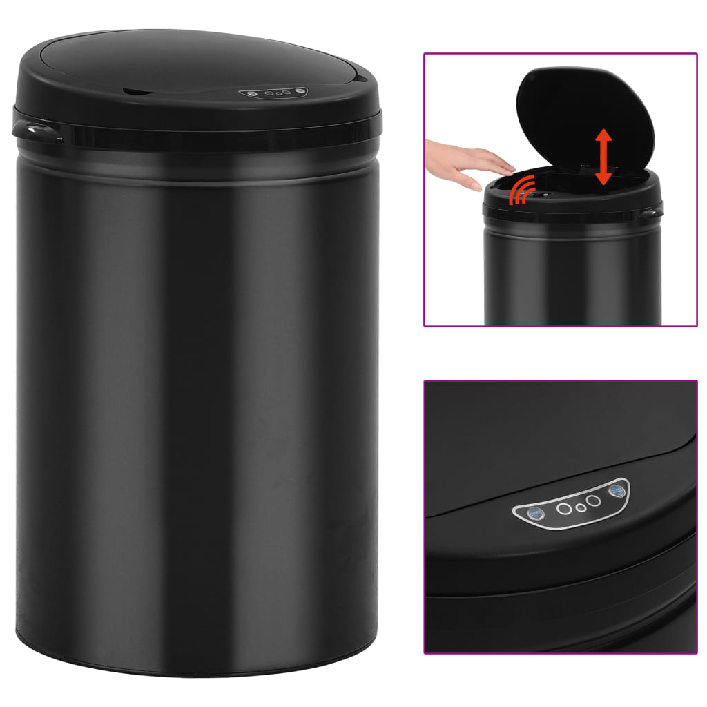 Prullenbak met automatische sensor 30 L koolstofstaal zwart is nu te koop bij PeponiXL, paradijselijk wonen!