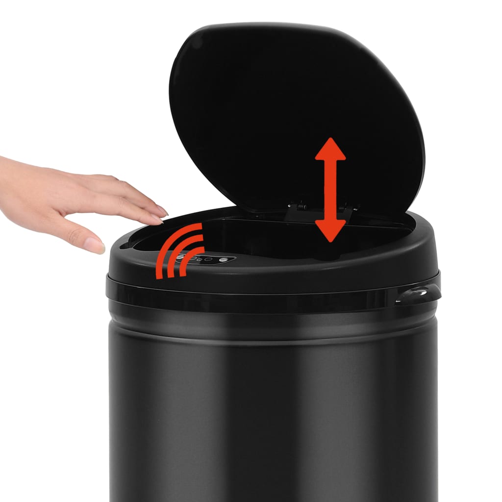 Prullenbak met automatische sensor 30 L koolstofstaal zwart is nu te koop bij PeponiXL, paradijselijk wonen!